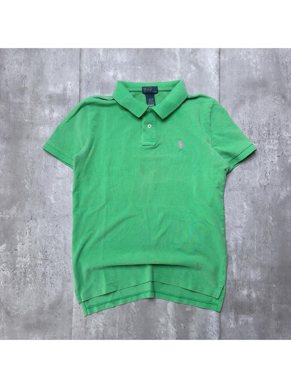 Y2K Green Polo Ralph Lauren Grunge Skater Polo Shirt